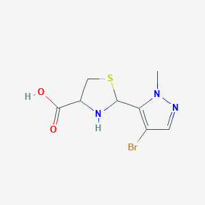 molecular formula C8H10BrN3O2S B10891814 2-(4-bromo-1-methyl-1H-pyrazol-5-yl)-1,3-thiazolidine-4-carboxylic acid 