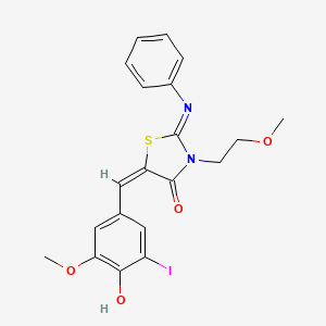 (2Z,5E)-5-(4-hydroxy-3-iodo-5-methoxybenzylidene)-3-(2-methoxyethyl)-2-(phenylimino)-1,3-thiazolidin-4-one