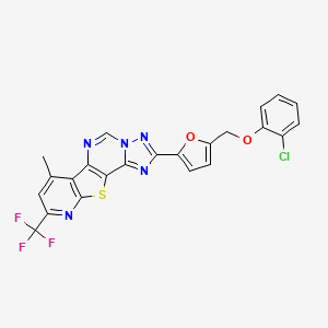 4-[5-[(2-chlorophenoxy)methyl]furan-2-yl]-11-methyl-13-(trifluoromethyl)-16-thia-3,5,6,8,14-pentazatetracyclo[7.7.0.02,6.010,15]hexadeca-1(9),2,4,7,10(15),11,13-heptaene