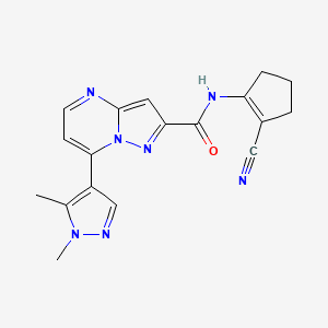 molecular formula C18H17N7O B10891931 N~2~-(2-Cyano-1-cyclopentenyl)-7-(1,5-dimethyl-1H-pyrazol-4-YL)pyrazolo[1,5-A]pyrimidine-2-carboxamide CAS No. 1005631-39-9