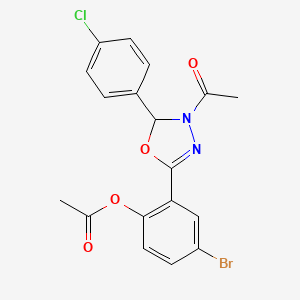 2-[4-Acetyl-5-(4-chlorophenyl)-4,5-dihydro-1,3,4-oxadiazol-2-yl]-4-bromophenyl acetate