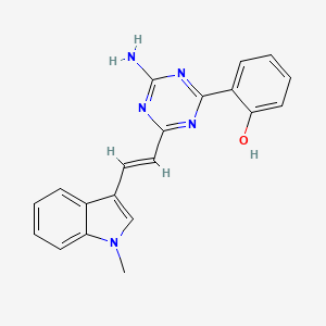 2-{4-amino-6-[(E)-2-(1-methyl-1H-indol-3-yl)ethenyl]-1,3,5-triazin-2-yl}phenol