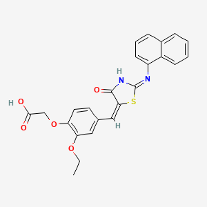 (2-ethoxy-4-{(E)-[(2Z)-2-(naphthalen-1-ylimino)-4-oxo-1,3-thiazolidin-5-ylidene]methyl}phenoxy)acetic acid