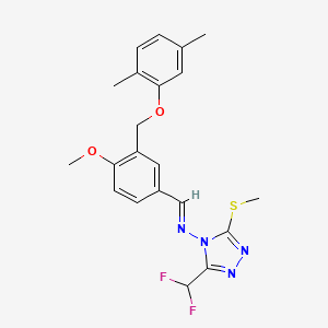 molecular formula C21H22F2N4O2S B10892044 3-(difluoromethyl)-N-[(E)-{3-[(2,5-dimethylphenoxy)methyl]-4-methoxyphenyl}methylidene]-5-(methylsulfanyl)-4H-1,2,4-triazol-4-amine 