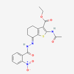 Ethyl 2-(acetylamino)-7-({2-nitrobenzoyl}hydrazono)-4,5,6,7-tetrahydro-1-benzothiophene-3-carboxylate