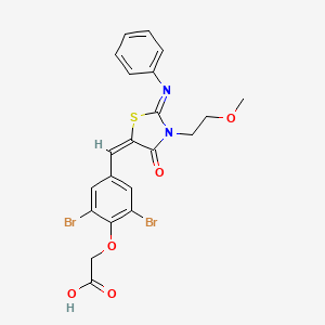 (2,6-dibromo-4-{(E)-[(2Z)-3-(2-methoxyethyl)-4-oxo-2-(phenylimino)-1,3-thiazolidin-5-ylidene]methyl}phenoxy)acetic acid