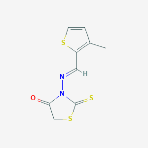 molecular formula C9H8N2OS3 B10892174 3-[(3-Methyl-thiophen-2-ylmethylene)-amino]-2-thioxo-thiazolidin-4-one 