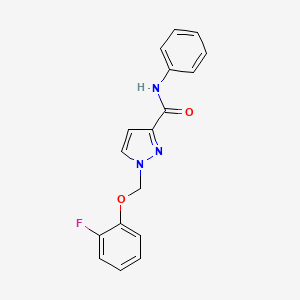 molecular formula C17H14FN3O2 B10892184 1-[(2-fluorophenoxy)methyl]-N-phenyl-1H-pyrazole-3-carboxamide 