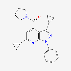 molecular formula C23H24N4O B10892209 (3,6-dicyclopropyl-1-phenyl-1H-pyrazolo[3,4-b]pyridin-4-yl)(pyrrolidin-1-yl)methanone 