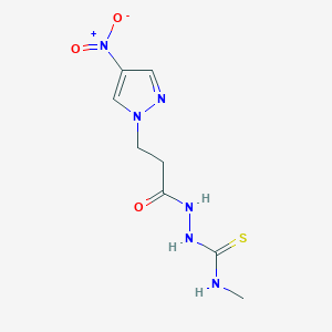 molecular formula C8H12N6O3S B10892288 N-methyl-2-[3-(4-nitro-1H-pyrazol-1-yl)propanoyl]hydrazinecarbothioamide 