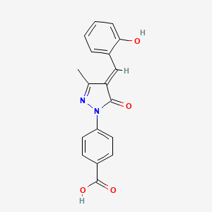 molecular formula C18H14N2O4 B10892298 4-[(4E)-4-(2-hydroxybenzylidene)-3-methyl-5-oxo-4,5-dihydro-1H-pyrazol-1-yl]benzoic acid 