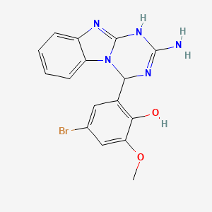 molecular formula C16H14BrN5O2 B10892366 2-(2-Amino-3,4-dihydro[1,3,5]triazino[1,2-a]benzimidazol-4-yl)-4-bromo-6-methoxyphenol 