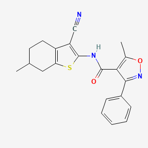 molecular formula C21H19N3O2S B10892413 N-(3-cyano-6-methyl-4,5,6,7-tetrahydro-1-benzothiophen-2-yl)-5-methyl-3-phenyl-1,2-oxazole-4-carboxamide 