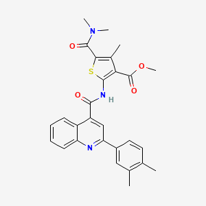 molecular formula C28H27N3O4S B10892474 Methyl 5-(dimethylcarbamoyl)-2-({[2-(3,4-dimethylphenyl)quinolin-4-yl]carbonyl}amino)-4-methylthiophene-3-carboxylate 