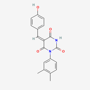 molecular formula C19H16N2O4 B10892478 (5E)-1-(3,4-dimethylphenyl)-5-(4-hydroxybenzylidene)pyrimidine-2,4,6(1H,3H,5H)-trione 