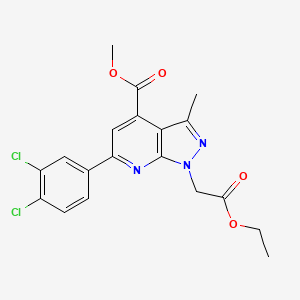 molecular formula C19H17Cl2N3O4 B10892493 methyl 6-(3,4-dichlorophenyl)-1-(2-ethoxy-2-oxoethyl)-3-methyl-1H-pyrazolo[3,4-b]pyridine-4-carboxylate 