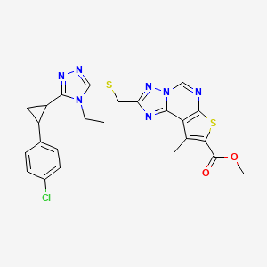 methyl 2-[({5-[2-(4-chlorophenyl)cyclopropyl]-4-ethyl-4H-1,2,4-triazol-3-yl}sulfanyl)methyl]-9-methylthieno[3,2-e][1,2,4]triazolo[1,5-c]pyrimidine-8-carboxylate