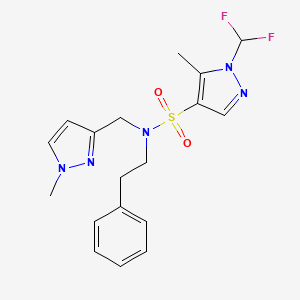 molecular formula C18H21F2N5O2S B10892510 1-(difluoromethyl)-5-methyl-N-[(1-methyl-1H-pyrazol-3-yl)methyl]-N-(2-phenylethyl)-1H-pyrazole-4-sulfonamide 