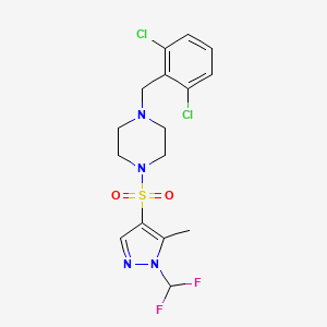 molecular formula C16H18Cl2F2N4O2S B10892518 1-(2,6-dichlorobenzyl)-4-{[1-(difluoromethyl)-5-methyl-1H-pyrazol-4-yl]sulfonyl}piperazine 