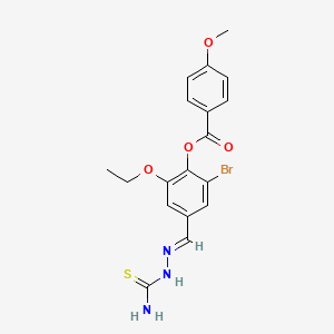 2-bromo-4-[(E)-(2-carbamothioylhydrazinylidene)methyl]-6-ethoxyphenyl 4-methoxybenzoate