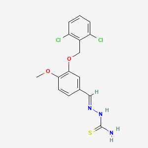 molecular formula C16H15Cl2N3O2S B10892529 (2E)-2-{3-[(2,6-dichlorobenzyl)oxy]-4-methoxybenzylidene}hydrazinecarbothioamide 