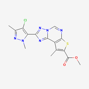 molecular formula C15H13ClN6O2S B10892537 methyl 2-(4-chloro-1,3-dimethyl-1H-pyrazol-5-yl)-9-methylthieno[3,2-e][1,2,4]triazolo[1,5-c]pyrimidine-8-carboxylate 