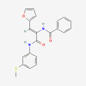 molecular formula C21H18N2O3S B10892540 N-[(1Z)-1-(furan-2-yl)-3-{[3-(methylsulfanyl)phenyl]amino}-3-oxoprop-1-en-2-yl]benzamide 