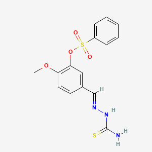 5-[(E)-(2-carbamothioylhydrazinylidene)methyl]-2-methoxyphenyl benzenesulfonate