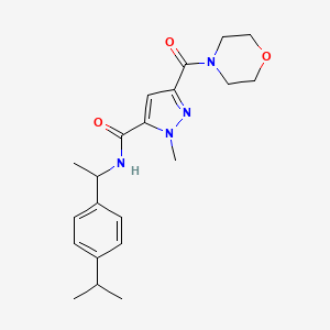 molecular formula C21H28N4O3 B10892547 1-methyl-3-(morpholin-4-ylcarbonyl)-N-{1-[4-(propan-2-yl)phenyl]ethyl}-1H-pyrazole-5-carboxamide 