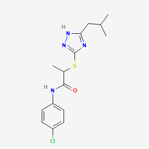 molecular formula C15H19ClN4OS B10892586 N-(4-chlorophenyl)-2-{[5-(2-methylpropyl)-4H-1,2,4-triazol-3-yl]sulfanyl}propanamide 