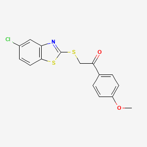 molecular formula C16H12ClNO2S2 B10892622 2-[(5-Chloro-1,3-benzothiazol-2-yl)sulfanyl]-1-(4-methoxyphenyl)ethanone 