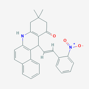 molecular formula C27H24N2O3 B10892680 9,9-dimethyl-12-[(E)-2-(2-nitrophenyl)ethenyl]-8,9,10,12-tetrahydrobenzo[a]acridin-11(7H)-one 