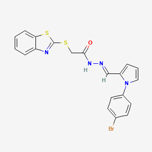 molecular formula C20H15BrN4OS2 B10892740 2-(1,3-benzothiazol-2-ylsulfanyl)-N'-{(E)-[1-(4-bromophenyl)-1H-pyrrol-2-yl]methylidene}acetohydrazide 