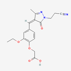 molecular formula C18H19N3O5 B10892832 (4-{(Z)-[1-(2-cyanoethyl)-3-methyl-5-oxo-1,5-dihydro-4H-pyrazol-4-ylidene]methyl}-2-ethoxyphenoxy)acetic acid 