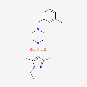 molecular formula C19H28N4O2S B10892853 1-[(1-ethyl-3,5-dimethyl-1H-pyrazol-4-yl)sulfonyl]-4-(3-methylbenzyl)piperazine 