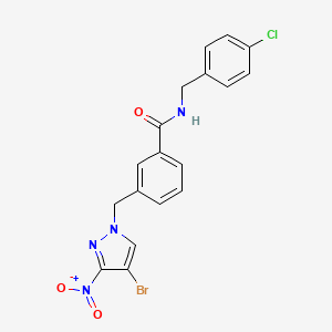 3-[(4-bromo-3-nitro-1H-pyrazol-1-yl)methyl]-N-(4-chlorobenzyl)benzamide