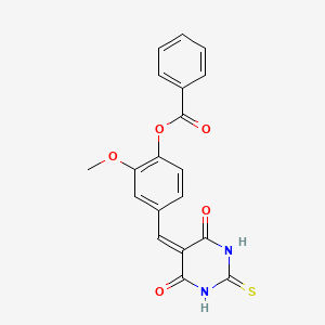 4-[(4,6-dioxo-2-thioxotetrahydropyrimidin-5(2H)-ylidene)methyl]-2-methoxyphenyl benzoate