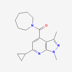 molecular formula C18H24N4O B10892913 azepan-1-yl(6-cyclopropyl-1,3-dimethyl-1H-pyrazolo[3,4-b]pyridin-4-yl)methanone 