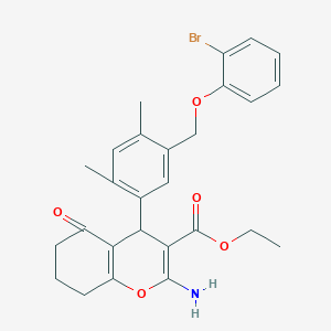 ethyl 2-amino-4-{5-[(2-bromophenoxy)methyl]-2,4-dimethylphenyl}-5-oxo-5,6,7,8-tetrahydro-4H-chromene-3-carboxylate