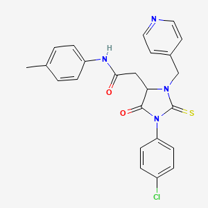 2-[1-(4-chlorophenyl)-5-oxo-3-(pyridin-4-ylmethyl)-2-thioxoimidazolidin-4-yl]-N-(4-methylphenyl)acetamide