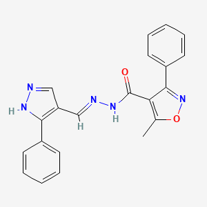 5-methyl-3-phenyl-N'-[(E)-(3-phenyl-1H-pyrazol-4-yl)methylidene]-1,2-oxazole-4-carbohydrazide