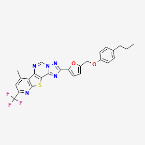 11-methyl-4-[5-[(4-propylphenoxy)methyl]furan-2-yl]-13-(trifluoromethyl)-16-thia-3,5,6,8,14-pentazatetracyclo[7.7.0.02,6.010,15]hexadeca-1(9),2,4,7,10(15),11,13-heptaene