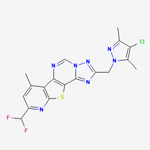 4-[(4-chloro-3,5-dimethylpyrazol-1-yl)methyl]-13-(difluoromethyl)-11-methyl-16-thia-3,5,6,8,14-pentazatetracyclo[7.7.0.02,6.010,15]hexadeca-1(9),2,4,7,10(15),11,13-heptaene