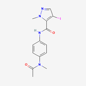 molecular formula C14H15IN4O2 B10893056 N-{4-[acetyl(methyl)amino]phenyl}-4-iodo-1-methyl-1H-pyrazole-5-carboxamide 