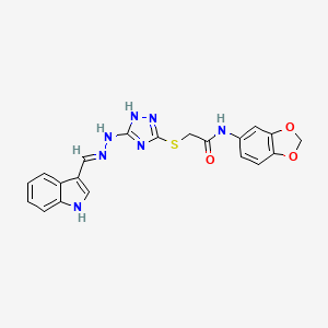 molecular formula C20H17N7O3S B10893073 N-(1,3-benzodioxol-5-yl)-2-({5-[(2E)-2-(1H-indol-3-ylmethylidene)hydrazinyl]-4H-1,2,4-triazol-3-yl}sulfanyl)acetamide 