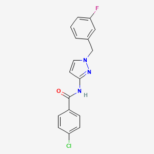 molecular formula C17H13ClFN3O B10893092 4-chloro-N-[1-(3-fluorobenzyl)-1H-pyrazol-3-yl]benzamide 