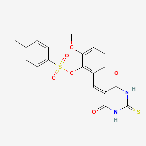 molecular formula C19H16N2O6S2 B10893095 2-[(4,6-dioxo-2-thioxotetrahydropyrimidin-5(2H)-ylidene)methyl]-6-methoxyphenyl 4-methylbenzenesulfonate 