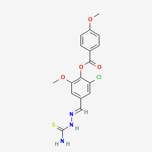 4-[(E)-(2-carbamothioylhydrazinylidene)methyl]-2-chloro-6-methoxyphenyl 4-methoxybenzoate