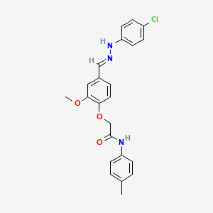 2-(4-{(E)-[2-(4-chlorophenyl)hydrazinylidene]methyl}-2-methoxyphenoxy)-N-(4-methylphenyl)acetamide