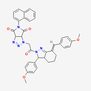 1-{2-[(7E)-7-(4-methoxybenzylidene)-3-(4-methoxyphenyl)-3,3a,4,5,6,7-hexahydro-2H-indazol-2-yl]-2-oxoethyl}-5-(naphthalen-1-yl)-3a,6a-dihydropyrrolo[3,4-d][1,2,3]triazole-4,6(1H,5H)-dione